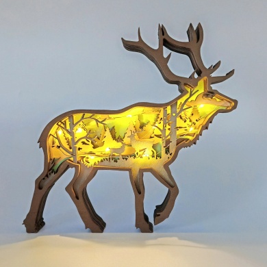 Sculpture cerf des neiges en bois