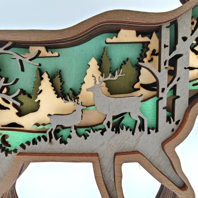 Sculpture cerf des neiges en bois