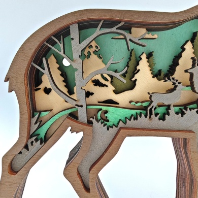 Sculpture cerf des neiges en bois