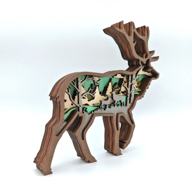 Sculpture cerf des neiges en bois