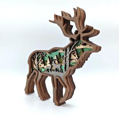 Sculpture cerf des neiges en bois