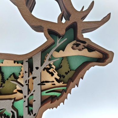 Sculpture cerf des neiges en bois