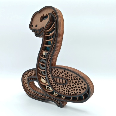 Sculpture serpent en bois