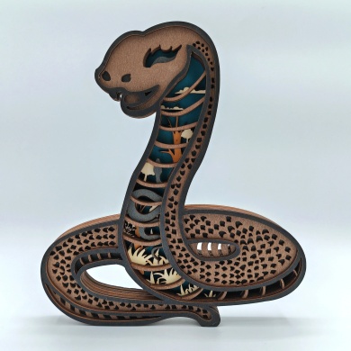 Sculpture serpent en bois