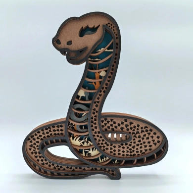 Sculpture serpent en bois