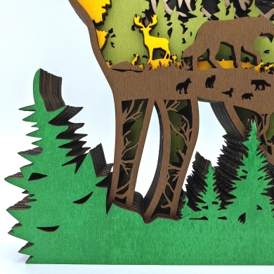 Lampe loup des montagnes en bois - USB