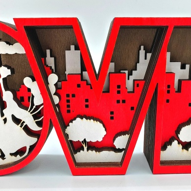 Sculpture love en bois