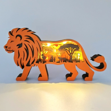 Sculpture lion d'Afrique en bois