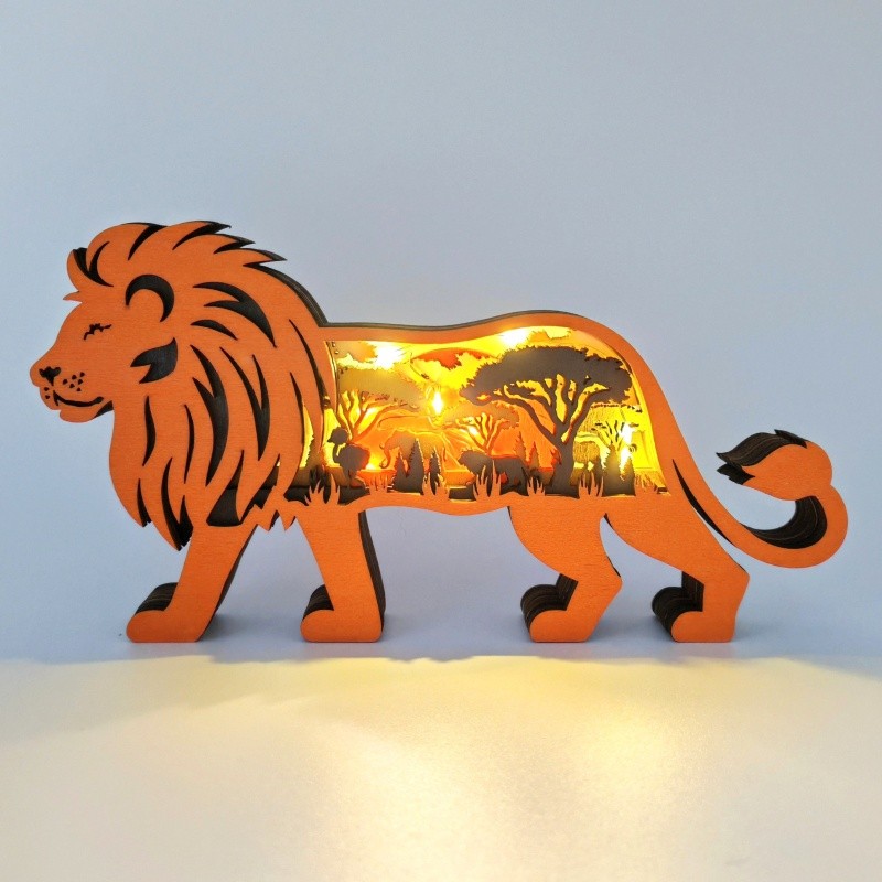 Sculpture lion d'Afrique en bois