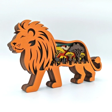 Sculpture lion d'Afrique en bois