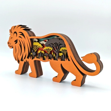 Sculpture lion d'Afrique en bois