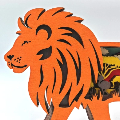 Sculpture lion d'Afrique en bois