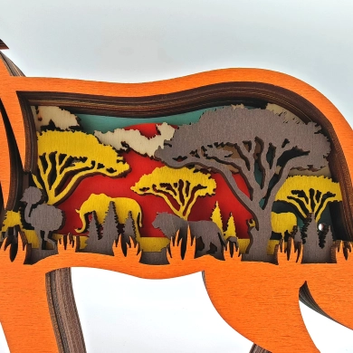 Sculpture lion d'Afrique en bois