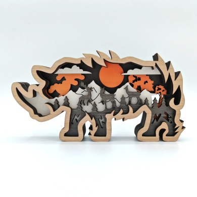 Sculpture petit rhinocéros en bois