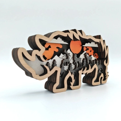 Sculpture petit rhinocéros en bois