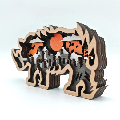 Sculpture petit rhinocéros en bois