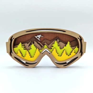 Sculpture masque de ski en bois