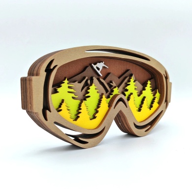 Sculpture masque de ski en bois