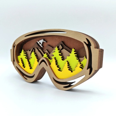 Sculpture masque de ski en bois