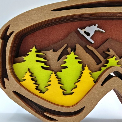 Sculpture masque de ski en bois