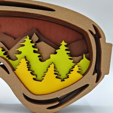 Sculpture masque de ski en bois