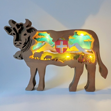 Sculpture vache des Pays de Savoie en bois