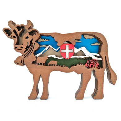 Sculpture vache des Pays de Savoie en bois