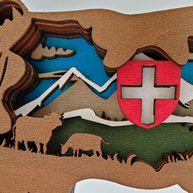 Sculpture vache des Pays de Savoie en bois