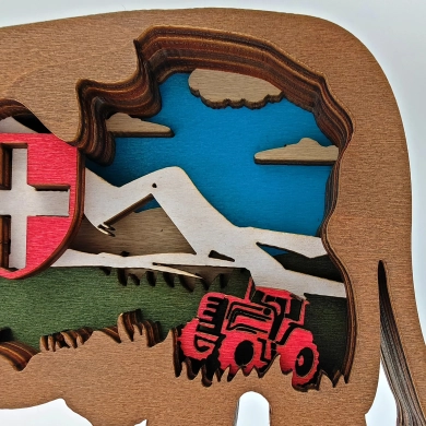 Sculpture vache des Pays de Savoie en bois