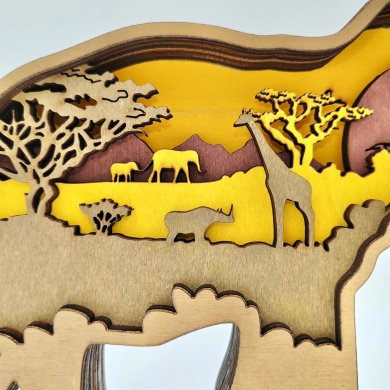 Sculpture éléphant et son bébé en bois