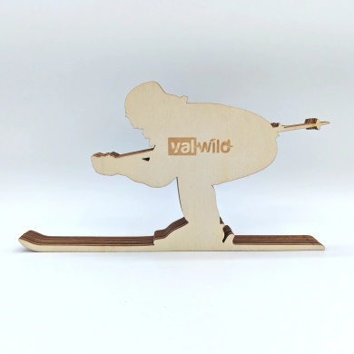 Sculpture skieur en bois