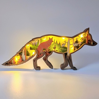 Sculpture maman renard en bois