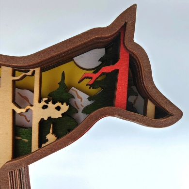 Sculpture maman renard en bois