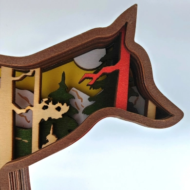 Sculpture maman renard en bois