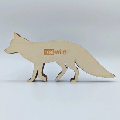 Sculpture maman renard en bois