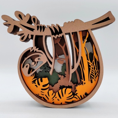 Sculpture paresseux en bois