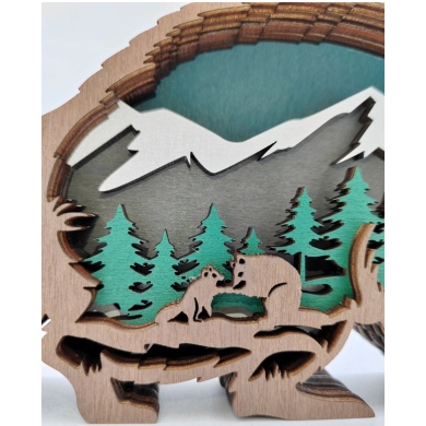 Sculpture raton laveur en bois