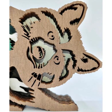 Sculpture raton laveur en bois