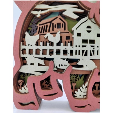 Sculpture cochon en bois