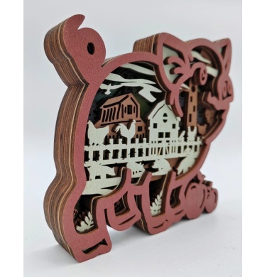 Sculpture cochon en bois