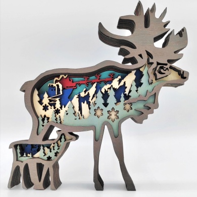Sculpture renne en bois