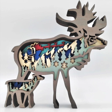 Sculpture renne en bois