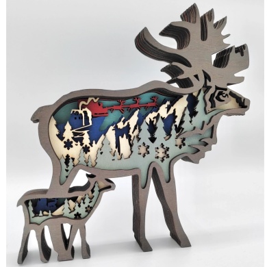 Sculpture renne en bois