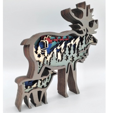 Sculpture renne en bois