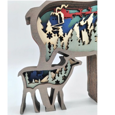 Sculpture renne en bois