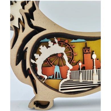 Sculpture chien corgi en bois