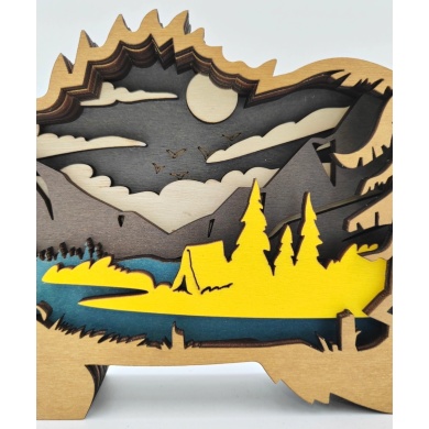 Sculpture poisson bar en bois