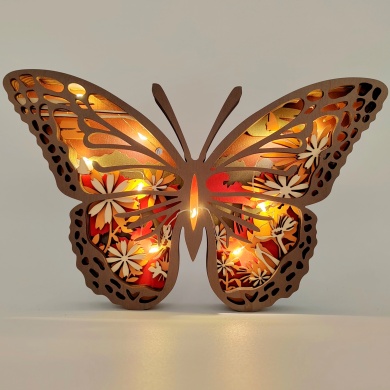 Sculpture papillon monarque en bois