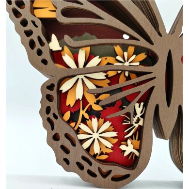 Sculpture papillon monarque en bois