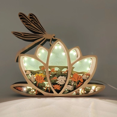 Lampe libellule en bois - USB